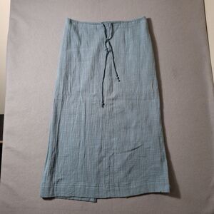 C'isa Seafoam Green Crinkle Guaze Cotton Long Skirt Size M Casual Drawstring